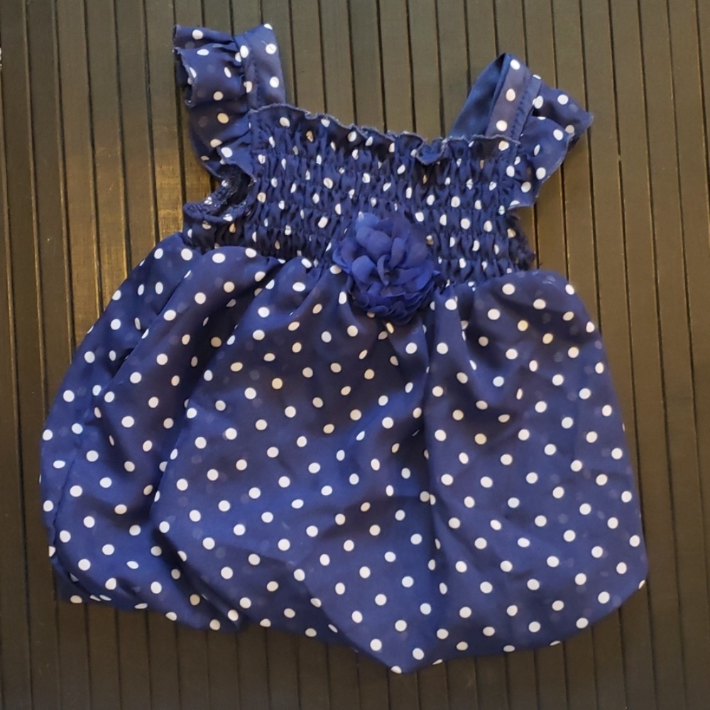 Blue Polka Dot Strerchy Spring Dress